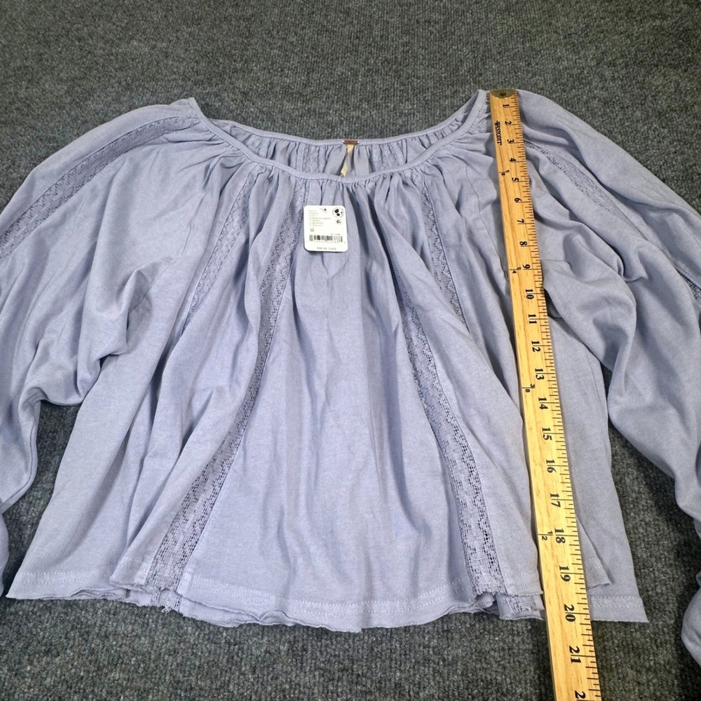 NWT Free People Frosted Violet Cotton Lace Inset Balloon Sleeve Top Medium - Picture 7 of 8